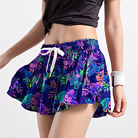 Women's Fashion Casual / Sporty Comfort Fitness Weekend Active Pants Plants Butterfly Short 2 in 1 Ruffle Print Purple