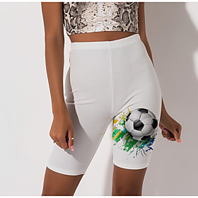 Women's Stylish Athleisure Breathable Soft Beach Fitness Biker Shorts Pants 3D Print Tie Dye Football Knee Length 3D Print Print White