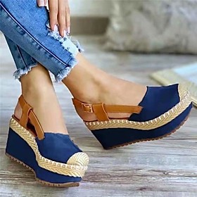 Women's Sandals Chunky Heel Round Toe Rubber Black Blue Brown