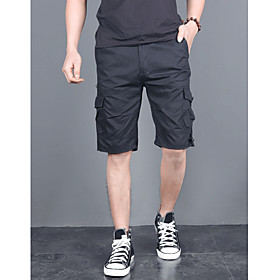 Men's Cargo Shorts Comfort Outdoor Tactical Cargo Pants Solid Color Knee Length Black Khaki Green Dark Gray