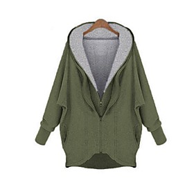 Women's Coat Casual / Daily Fall Regular Coat Regular Fit Casual Jacket Solid Color Others ArmyGreen milky