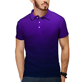 Men's Golf Shirt Tennis Shirt 3D Print Gradient Button-Down Short Sleeve Casual Tops Casual Fashion Breathable Purple / Sports