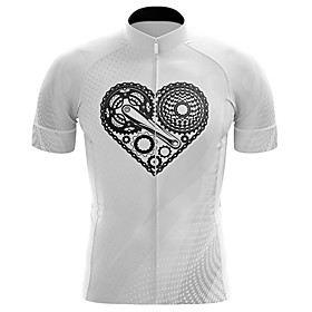 21Grams Men's Short Sleeve Cycling Jersey Summer Spandex White Heart Gear Bike Top Mountain Bike MTB Road Bike Cycling Quick Dry Moisture Wicking Sports Clothi