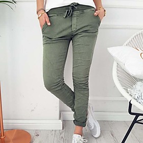 Women's Chino Outdoor Daily Pants Pants Solid Color Full Length Pocket ArmyGreen Blue Wine Black Gray