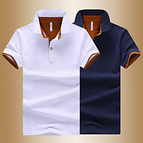 Men's Golf Shirt Tennis Shirt non-printing Color Block Short Sleeve Casual Tops Cotton Casual Fashion Blue Yellow Gray / Summer