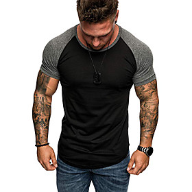 Men's T shirt Shirt Graphic Color Block Plus Size Tops Round Neck White Red Black