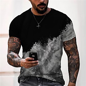 Men's Unisex Tee T shirt Shirt 3D Print Graphic Prints Clouds Print Short Sleeve Daily Tops Casual Designer Big and Tall Black