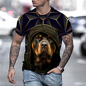 Men's Unisex Tee T shirt Shirt 3D Print Dog Graphic Prints Print Short Sleeve Daily Tops Casual Designer Big and Tall Black