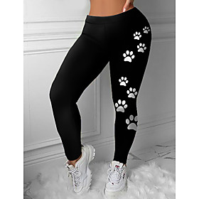 Women's Sporty Fashion Comfort Leisure Sports Weekend Leggings Pants Graphic Prints Animal Ankle-Length Sporty Elastic Waist Print Black