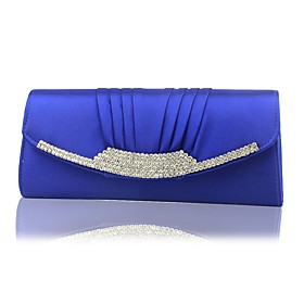 Women's Girls' Bags Silk Coin Purse Crystals Chain Solid Color Outdoor Evening Bag Chain Bag Royal Blue