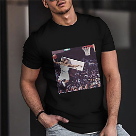 Men's Unisex Tee T shirt Shirt Hot Stamping Graphic Prints Basketball Print Short Sleeve Casual Tops Cotton Basic Designer Big and Tall Black