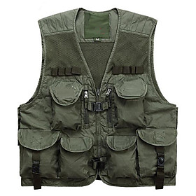 Men's Hiking Fishing Vest Work Vest Outdoor Casual Lightweight with Multi Pockets Summer Travel Cargo Safari Photo Vest Wear Resistance Breathable Waistcoat Ja