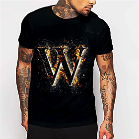 Men's Unisex Tee T shirt Shirt 3D Print Graphic Prints Letter Print Short Sleeve Daily Tops Casual Designer Big and Tall Black