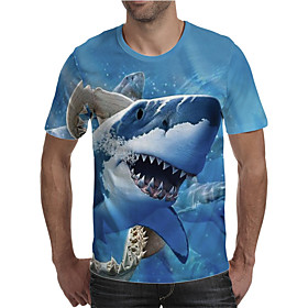 Men's Tee T shirt Shirt 3D Print Graphic Shark Animal Plus Size Short Sleeve Casual Tops Basic Designer Slim Fit Big and Tall A B C
