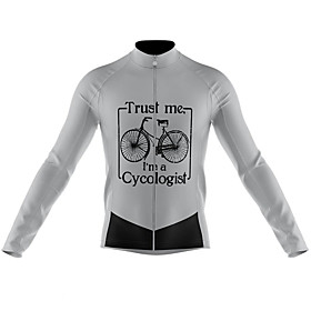 21Grams Men's Long Sleeve Cycling Jersey Spandex Grey Bike Top Mountain Bike MTB Road Bike Cycling Quick Dry Moisture Wicking Sports Clothing Apparel / Athleis