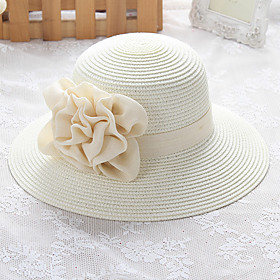 Women's Straw Hat Vacation Beach Flower Solid Color Hat / Cute / Winter / Spring / Summer