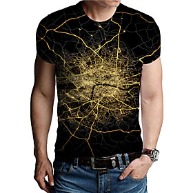 Men's Unisex Tee T shirt Shirt 3D Print Map Graphic Prints Outside Travel Print Short Sleeve Daily Tops Casual Designer Big and Tall Black / Summer