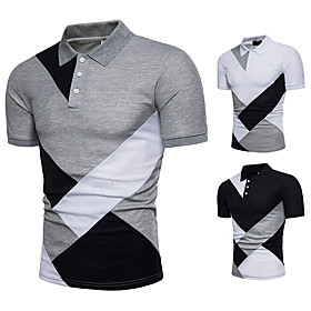 Men's Golf Shirt non-printing Color Block Short Sleeve Casual Tops Casual Soft Breathable White Light gray Black