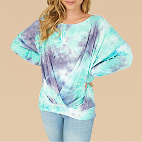 Femme Sweat-shirt Sweat Tie Dye Imprimer du quotidien Des sports Autres imprimés Vêtement de sport Vêtement de rue Pulls Capuche Pulls molletonnés Ample Bleu J