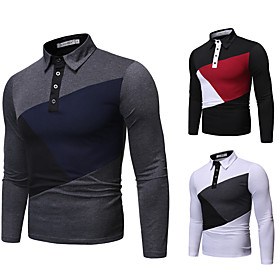 Men's Golf Shirt Striped Button-Down Long Sleeve Street Tops Cotton Sportswear Casual Fashion Comfortable White Black Dark Gray