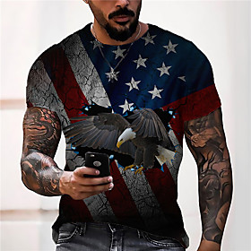 Men's Unisex Tee T shirt Shirt 3D Print Graphic Prints Flag Print Short Sleeve Daily Tops Casual Designer Big and Tall Blue