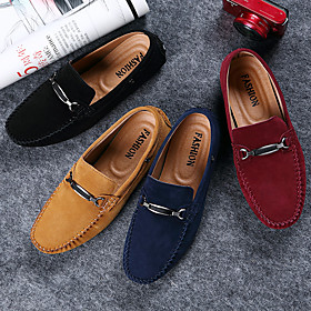 Men's Loafers  Slip-Ons Suede Shoes Moccasin Driving Shoes Daily Office  Career Suede Cowhide Yellow Red Blue Fall