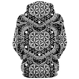 Men's Unisex Pullover Hoodie Sweatshirt Graphic Geometric Pocket Hooded Casual Daily Holiday 3D Print Sportswear Hoodies Sweatshirts  Long Sleeve Black