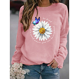 Women's Sweatshirt Pullover Floral Butterfly Print Daily Sports Hot Stamping Active Streetwear Hoodies Sweatshirts  Yellow Blushing Pink Wine
