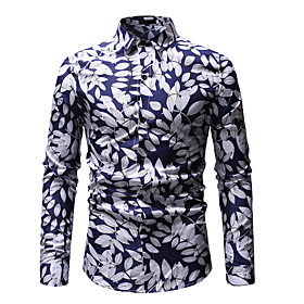 Men's Shirt Other Prints Graphic Long Sleeve Casual Tops Casual Soft Breathable Gold White