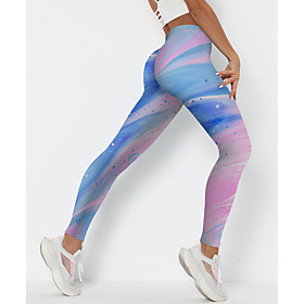 Women's Sporty Fashion Comfort Leisure Sports Weekend Leggings Pants Abstract Graphic Prints Ankle-Length Sporty Elastic Waist Print Blue
