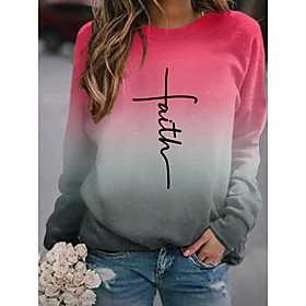 Femme Sweat-shirt Sweat Pente Texte Imprimer du quotidien Des sports 3D effet Actif Vêtement de rue Pulls Capuche Pulls molletonnés Bleu Jaune Rose Claire