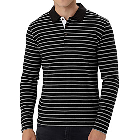 Men's Golf Shirt Other Prints Striped Print Long Sleeve Casual Tops Business Simple Fashion Classic Light gray Black Dark Gray