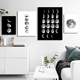 Wall Art Canvas Prints Painting Artwork Picture Moon Phase Black White Woman Home Decoration Décor Rolled Canvas No Frame Unframed Unstretched