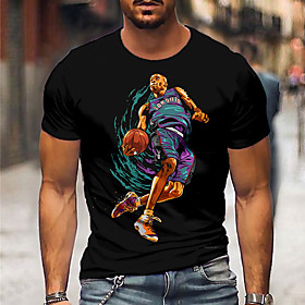 Men's Unisex Tee T shirt Shirt 3D Print Graphic Prints Basketball Olympics Print Short Sleeve Daily Tops Casual Designer Big and Tall Black / Summer