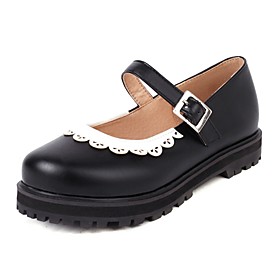 Girls' Flats Mary Jane Lolita Princess Shoes PU Cute Casual / Daily Lolita Little Kids(4-7ys) Big Kids(7years ) Daily Buckle Split Joint Pink Black Brown Summe