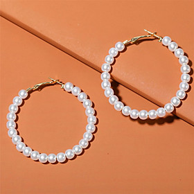 Women's Drop Earrings Geometrical Birthday European Korean Cute Boho Imitation Pearl Earrings Jewelry White For Gift Prom Date Vacation Promise 1 Pair