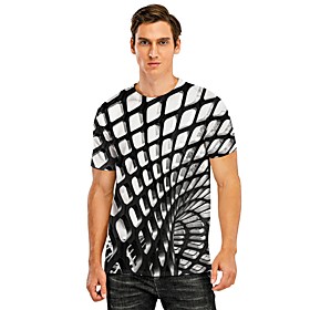 Men's Tee T shirt Shirt 3D Print Graphic Geometry Linear 3D Print Short Sleeve Casual Tops Lightweight Fashion Designer Comfortable Round Neck Black / Summer