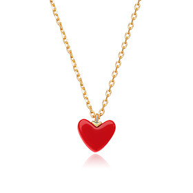 ipi small red heart necklace female sterling silver custom 925 plated 18k gold love clavicle chain korean version of simple temperament peach heart