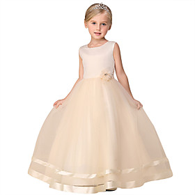 Kids Little Girls' Dress Solid Colored Flower Tulle Dress Daily Layered Lace Purple Blushing Pink White Sleeveless Basic Dresses 3-12 Years