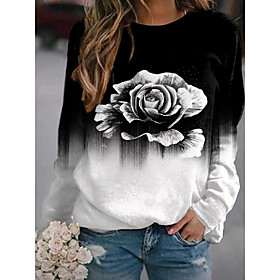 Femme Sweat-shirt Sweat Floral Bloc de couleur 3D 3D Imprimer du quotidien Des sports 3D effet Actif Vêtement de rue Pulls Capuche Pulls molletonnés Noir