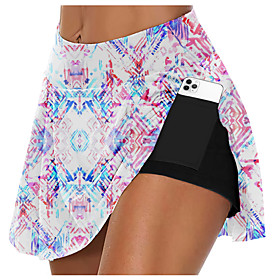 21Grams Women's High Waist Athletic Skort Running Skirt 2 in 1 Running Shorts with Built In Shorts Athletic Bottoms 2 in 1 Side Pockets Summer Fitness Gym Work