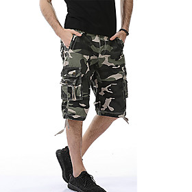 Men's Basic Outdoor Slim Casual Daily Chinos Tactical Cargo Pants Camouflage Knee Length Patchwork Camouflage Red Blue Purple Army Green Khaki / Summer