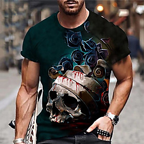 Men's Unisex Tee T shirt Shirt 3D Print Graphic Prints Skull Print Short Sleeve Daily Tops Casual Designer Big and Tall Black