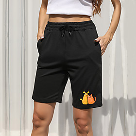 Women's Shorts Chino Outdoor Sports Casual Daily Chinos Shorts Pants Cartoon Cat Dog Short Pocket Print Black