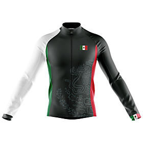 21Grams Men's Long Sleeve Cycling Jersey Spandex Black Mexico Bike Top Mountain Bike MTB Road Bike Cycling Quick Dry Moisture Wicking Sports Clothing Apparel /