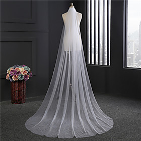 One-tier Simple Wedding Veil Cathedral Veils with Solid 118.11 in (300cm) Tulle