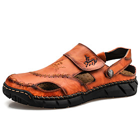 Men's Sandals Classic Outdoor Leather Handmade Wear Proof Light Yellow Dark Brown Black Spring Summer