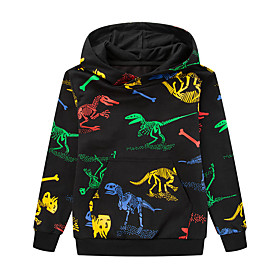 Sweat à capuche et Sweat Garçon Enfants Manches Longues Dinosaure Bande dessinée Animal Imprimé Gris Coton Enfants Hauts Automne Simple Frais Ecole Vêtements d