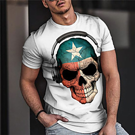 Men's Unisex Tee T shirt Shirt Hot Stamping Graphic Prints Skull Print Short Sleeve Casual Tops Cotton Basic Designer Big and Tall White / Summer