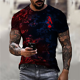 Men's Unisex Tee T shirt Shirt 3D Print Graphic Prints Poker Print Short Sleeve Daily Tops Casual Designer Big and Tall Red